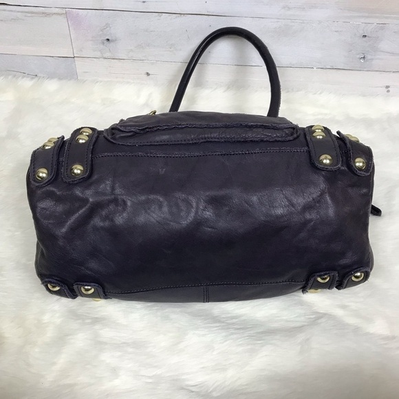 Linea Pelle Dylan Purple Leather Shoulder Bag Tote Purse - Picture 7 of 8